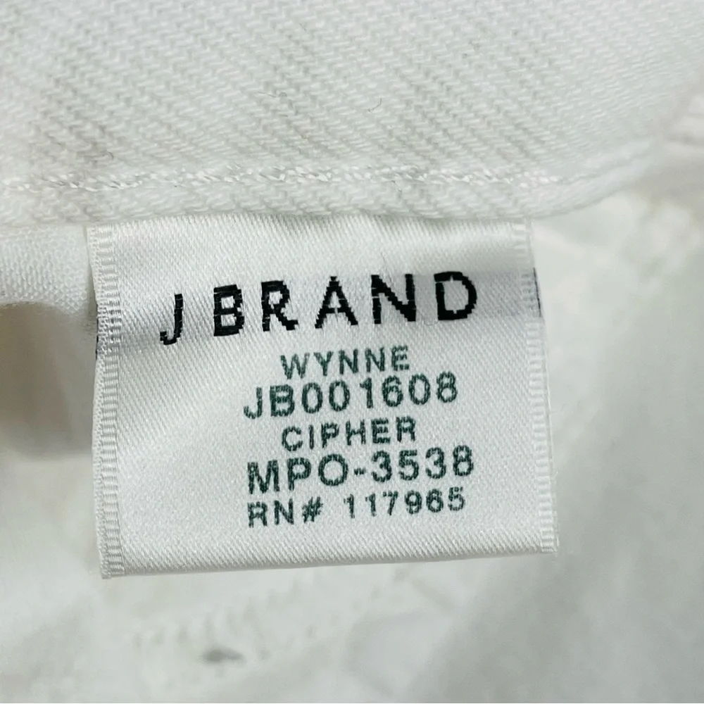 J Brand‎ Wynne high rise straight leg crop white cipher distressing  size 28